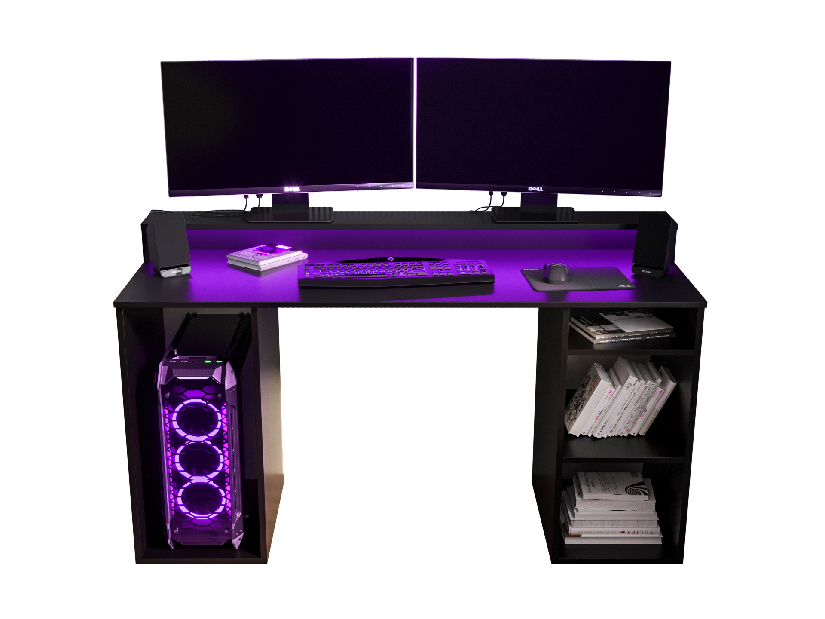 Gaming PC stol Garrick 1 (crna) (s LED RGB rasvjetom)