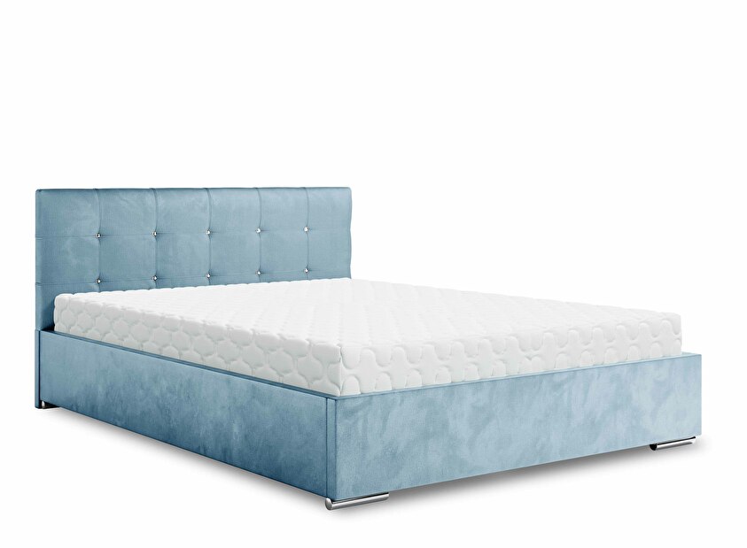 Bračni krevet 160 cm Lonnie (plava) (s podnicom i prostorom za odlaganje)