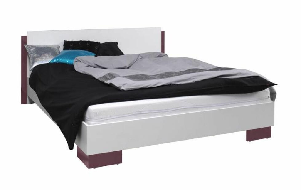 Bračni krevet 160 cm Laurenia (bijela + ljubičasta) (S podnicom) *rasprodaja