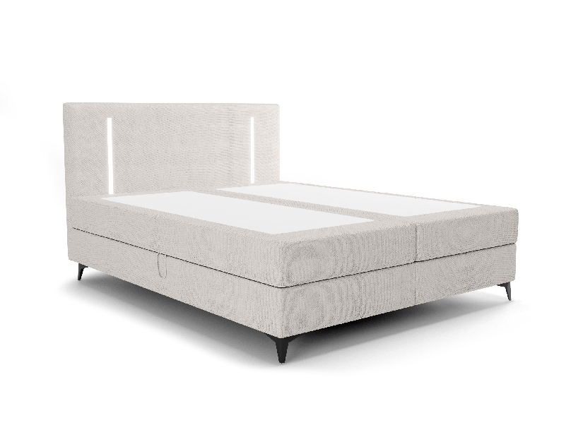 Bračni krevet 180 cm Ortega Bonell (svijetlosiva) (s podnicom, s prostorom za odlaganje) (s LED rasvjetom)