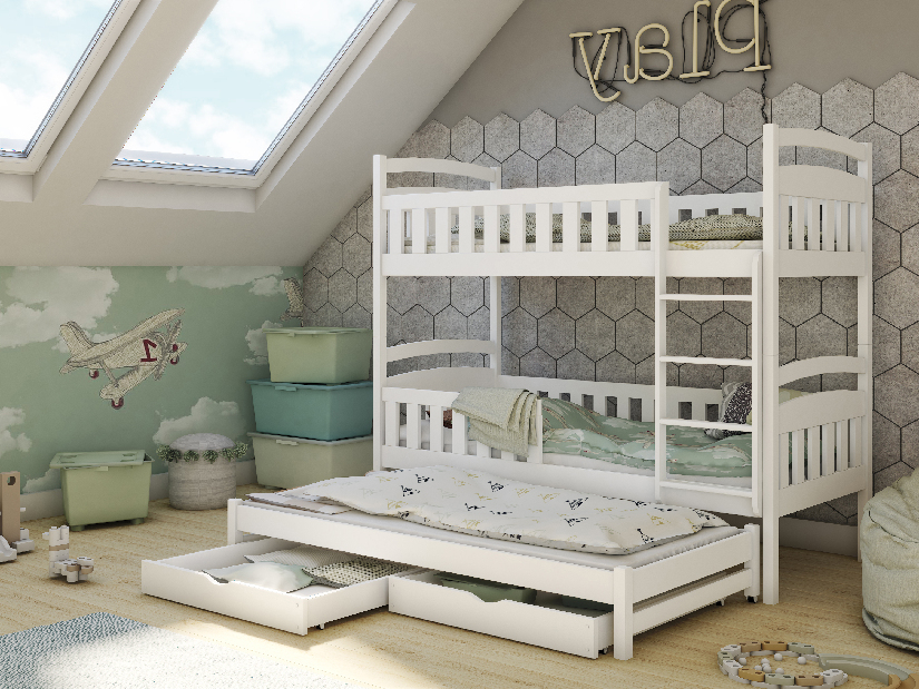 Dječji krevet 80 x 180 cm ANNETT (s podnicom i prostorom za odlaganje) (bijela)
