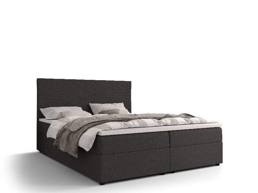 Bračni krevet Boxspring 140 cm Locos (tamnosiva) (s madracem i prostorom za odlaganje)