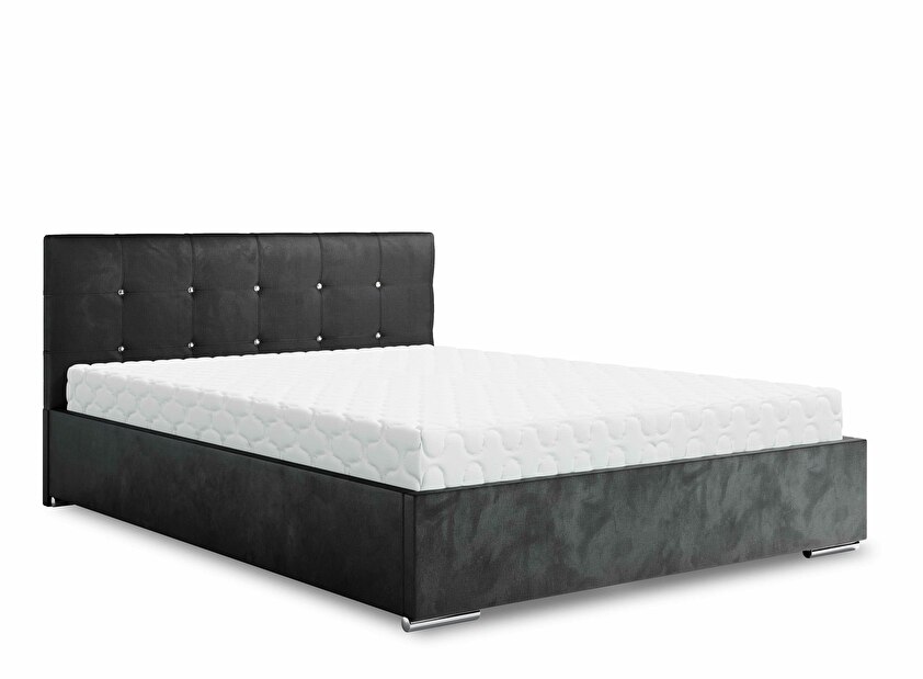 Bračni krevet 160 cm Lonnie (crna) (s podnicom i prostorom za odlaganje)