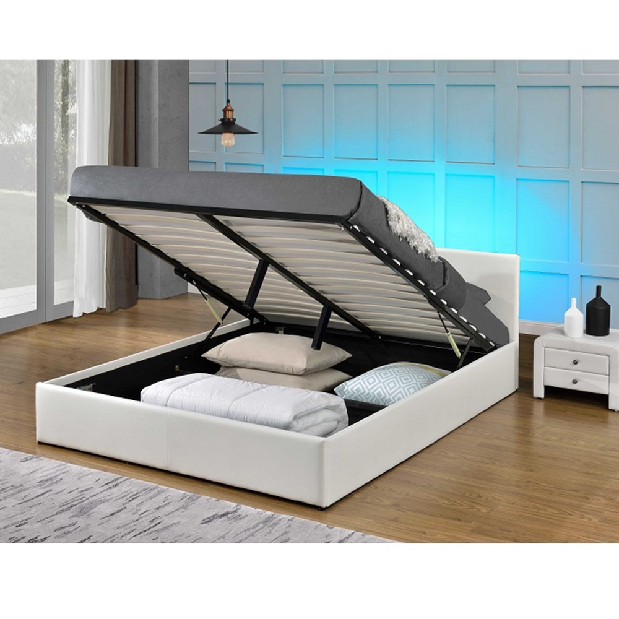 Bračni krevet 180 cm Jora (S podnicom, prostorom za odlaganje i LED) 