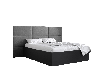 Bračni krevet s tapeciranim uzglavljem 160 cm Brittany 2 (crna mat + siva) (s podnicom)