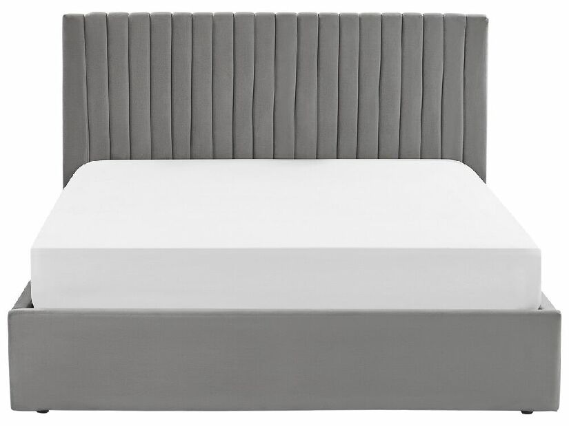 Bračni krevet 160 cm Vakarine (siva) (s podnicom i prostorom za odlaganje)