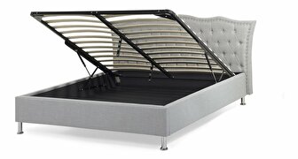 Bračni krevet 160 cm MATH (s podnicom i prostorom za odlaganje) (siva)