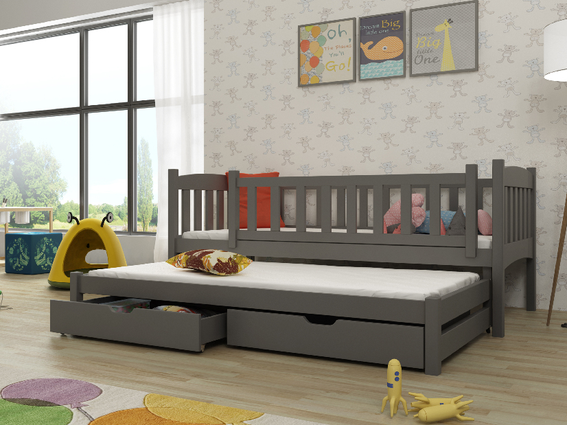 Dječji krevet 90 x 190 cm Amalia (s podnicom i prostorom za odlaganje) (grafit)