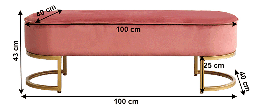 Dizajnerska klupa Morila (ružičasta) 