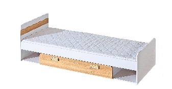 Jednostruki krevet 80 cm Lavendon L13 (S podnicom) (hrast nash + bijela) 