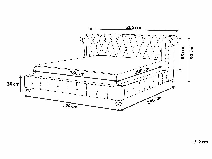 Bračni krevet 160 cm ARCHON (s podnicom) (smeđa)
