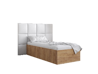Jednostruki krevet s tapeciranim uzglavljem 90 cm Brittany 4 (hrast craft zlatni + bijela) (s podnicom)