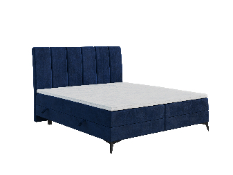 Jednostruki krevet Boxspring 120 cm Axel (tamno plava) (s madracem i prostorom za odlaganje)