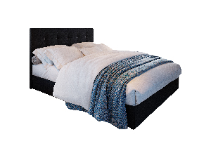 Bračni krevet Boxspring 180 cm Karen (crna) (s madracem i prostorom za odlaganje)