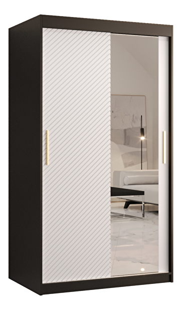 Ormar za garderobu s ogledalom 120 cm Riana Slimo 2 120 (crna + bijela mat)