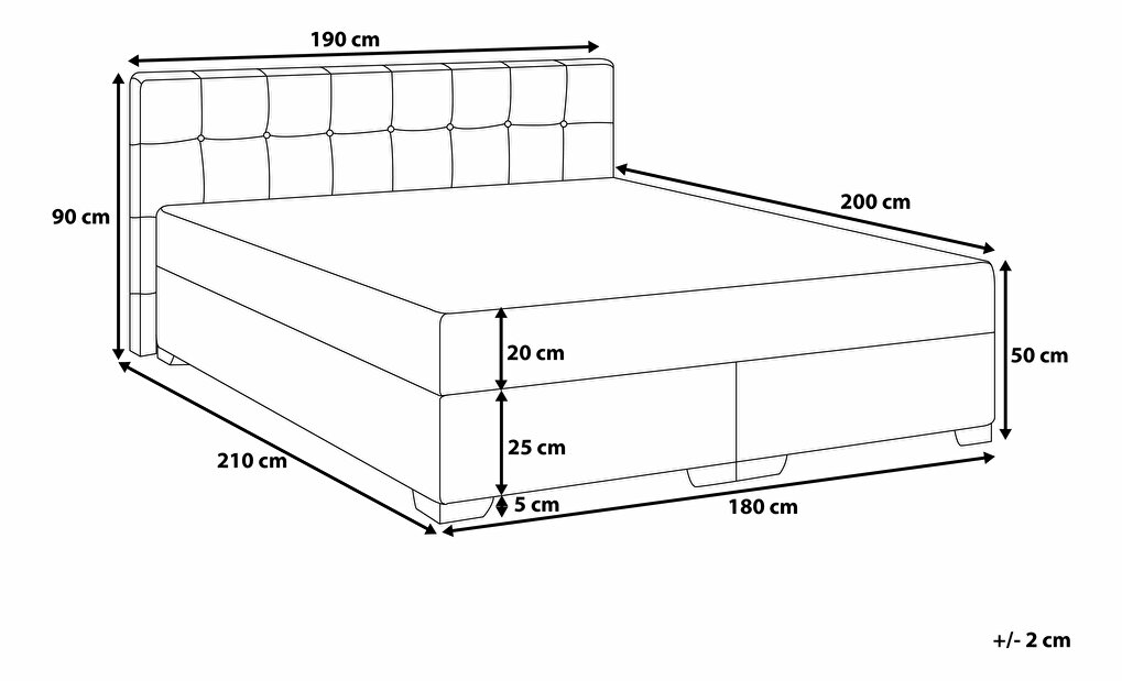 Bračni krevet Boxspring 180 cm ADIR (s madracima) (bež)