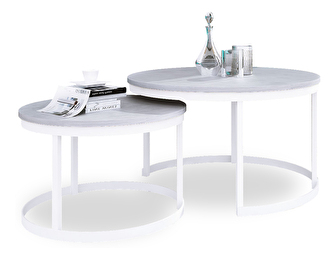 Set 2 kom. stolića za kavu Otir (bijela + beton)