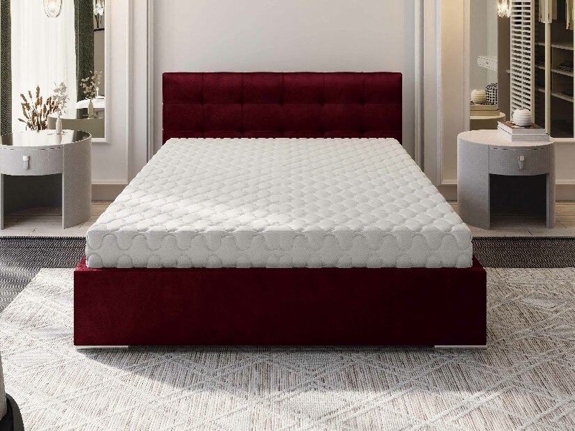 Bračni krevet 160 cm Hermila (bordo) (s podnicom i prostorom za odlaganje)
