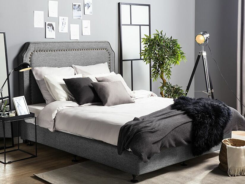 Bračni krevet 160 cm COLOGNE 2 (s podnicom i madracem) (siva)