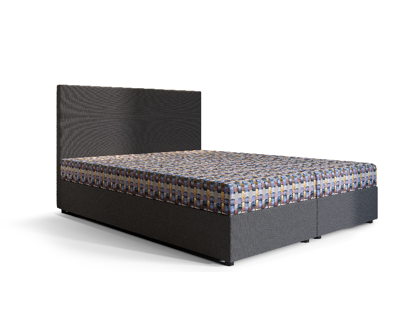 Bračni krevet Boxspring 180 cm Skonto (tamnosiva + pleteni uzorak) (s madracem i prostorom za odlaganje)