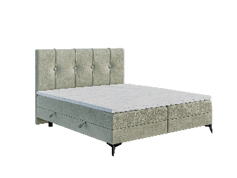 Bračni krevet Boxspring 140 cm Roseann (svijetlo bež) (s madracem i prostorom za odlaganje)