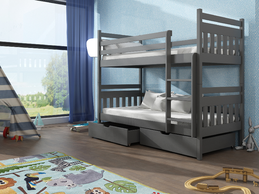 Dječji krevet 80 x 180 cm ARAS (s podnicom i prostorom za odlaganje) (grafit)