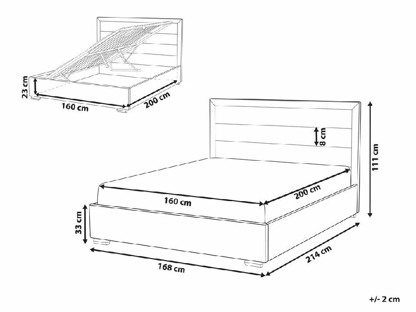 Bračni krevet 160 cm Ruthine (narančasta) (s podnicom i prostorom za odlaganje)