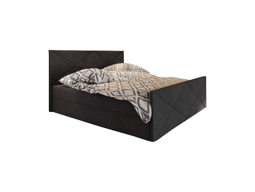 Bračni krevet Boxspring 140 cm Milagros 4 (crna) (s madracem i prostorom za odlaganje)