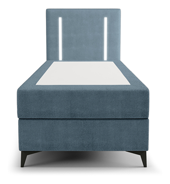 Jednostruki krevet 80 cm Ortega Comfort (svetloplava) (s podnicom i madracem, s prostorom za odlaganje) (s LED rasvjetom)