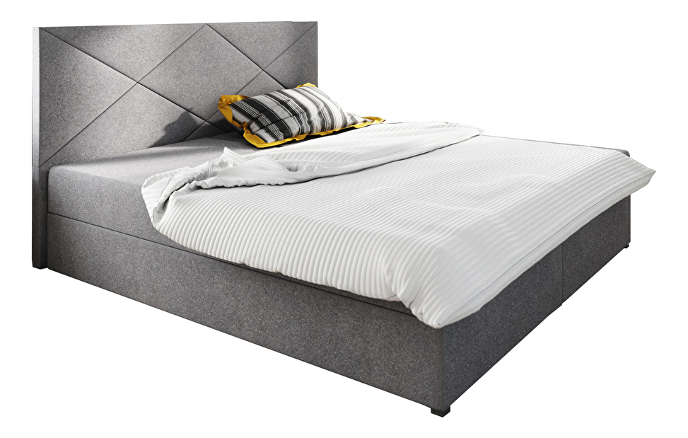 Bračni krevet Boxspring 180 cm Fade 4 (siva) (s madracem i prostorom za odlaganje)