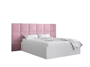 Bračni krevet s tapeciranim uzglavljem 160 cm Brittany 4 (bijela mat + ružičasta) (s podnicom)