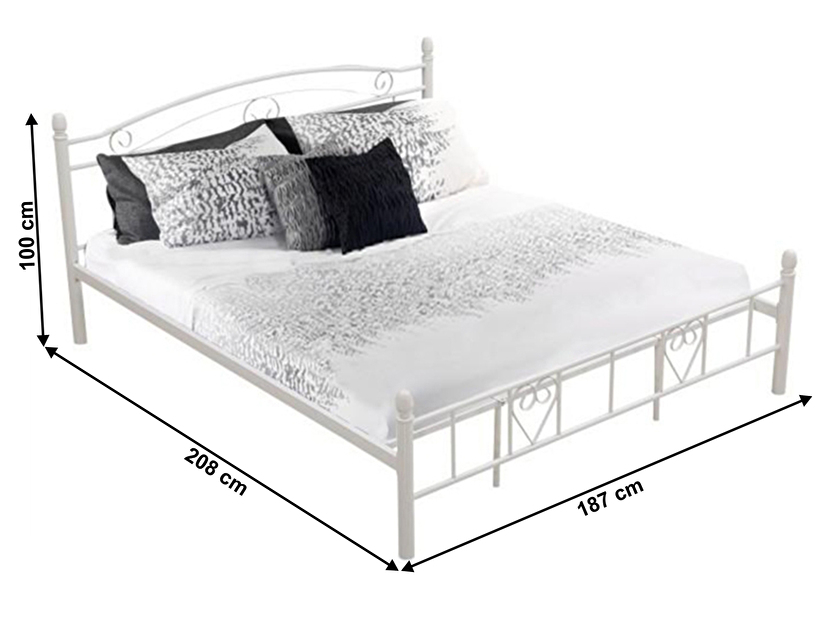 Bračni krevet 180 cm Birdie (bijela)