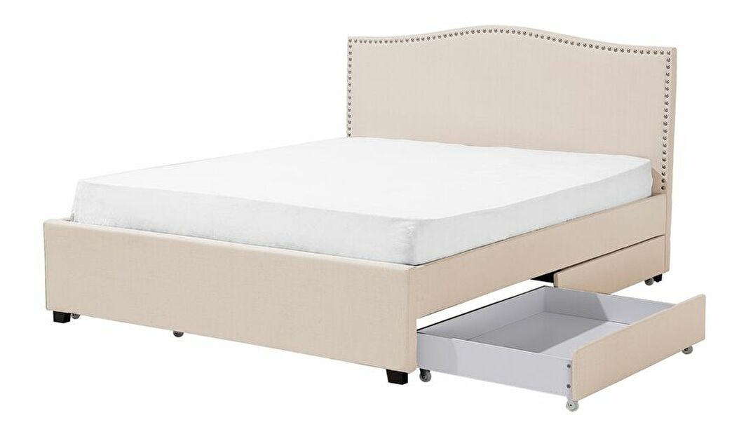 Bračni krevet 160 cm MONTHY (s podnicom i prostorom za odlaganje) (bež)