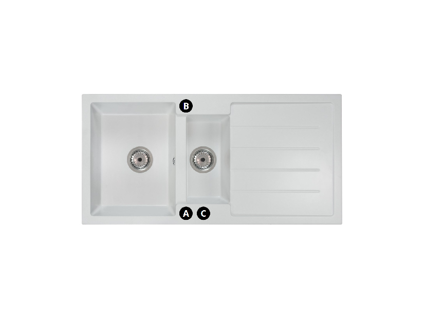 Kuhinjski sudoper Yuxur (bijela) (sa 3 otvora za baterije) (L)
