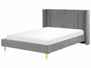Bračni krevet 160 cm VINNETTE (tekstil) (siva) (s podnicom)