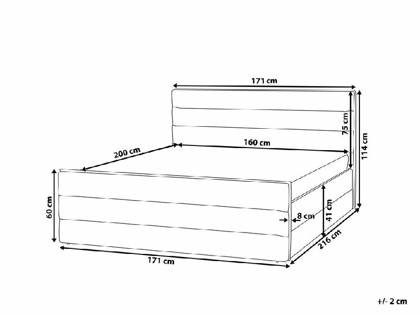 Bračni krevet 160 cm VALDO (s podnicom) (svijetlo siva)