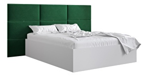 Bračni krevet s tapeciranim uzglavljem 160 cm Brittany 2 (bijela mat + zelena) (s podnicom)