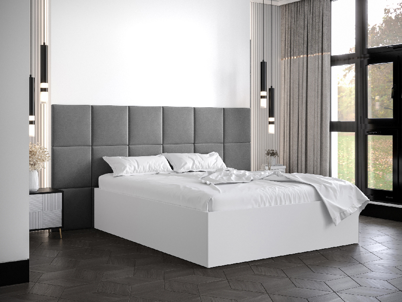 Bračni krevet s tapeciranim uzglavljem 160 cm Brittany 4 (bijela mat + siva) (s podnicom)