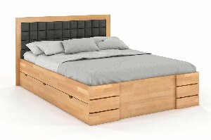 Bračni krevet 200 cm Storhamar High Drawers (bukva)