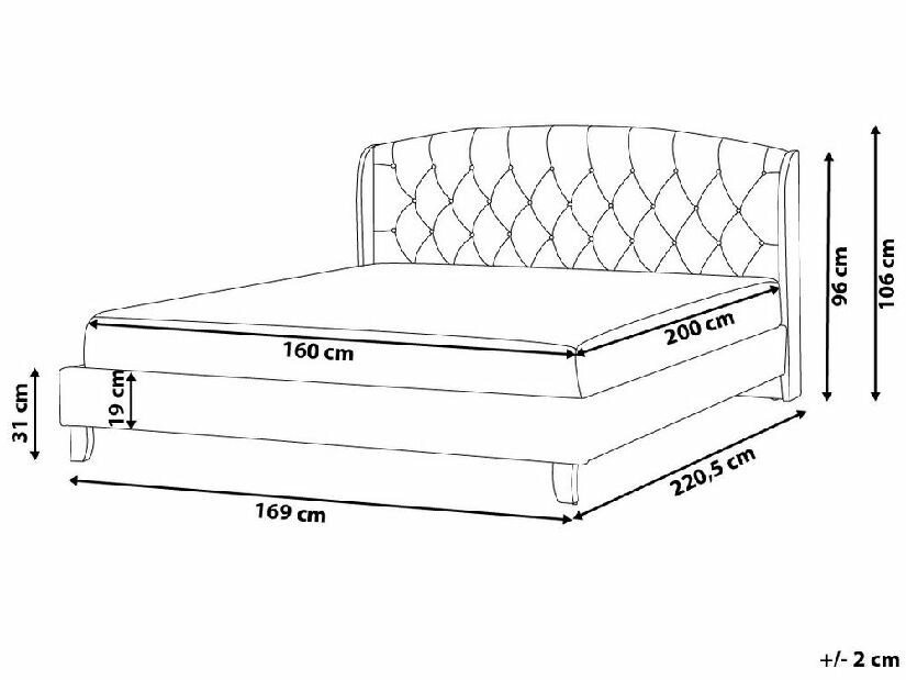 Bračni krevet 160 cm BORD (s podnicom) (siva)