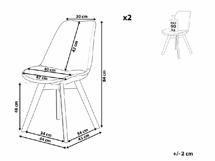 Set blagovaonskih stolica 2 kom. DOHA II (plast) (siva)
