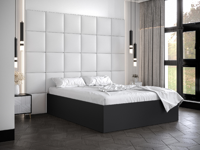 Bračni krevet s tapeciranim uzglavljem 160 cm Brittany 3 (crna mat + bijela) (s podnicom)