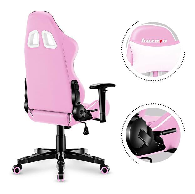 Dječja gaming stolica Rover 6 (bijela + ružičasta)