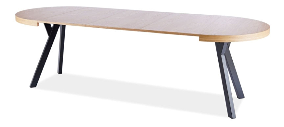 Blagovaonski stol na razvlačenje 100-250 cm Daphne (hrast + crna) (za 4 do 8 osoba)