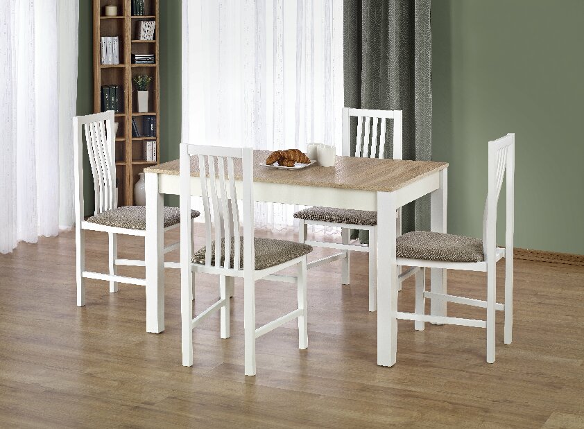 Blagovaonski stol Kymberly (hrast sonoma + bijela) (za 4 osobe) *rasprodaja