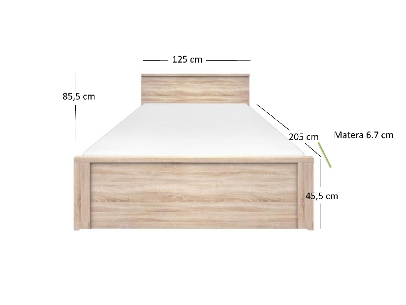Bračni krevet 120 cm Noella (hrast sonoma) (bez podnice i madraca)
