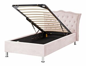 Jednostruki krevet 200 x 90 cm Metty (ružičasta) (s podnicom) (s prostorom za odlaganje)