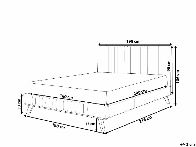 Bračni krevet 180 cm TALLE (s podnicom) (bež)