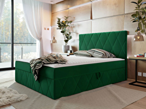 Bračni krevet 180 cm Mirjan Tibor (tamnozelena) (s podnicom, madracem i prostorom za odlaganje)
