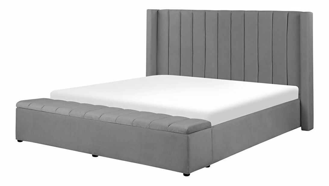 Bračni krevet 160 cm NAIROBI (tekstil) (siva) (s podnicom)